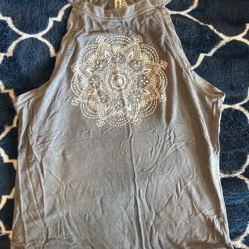 Mudd Gray Racerback Tank with White Mandala